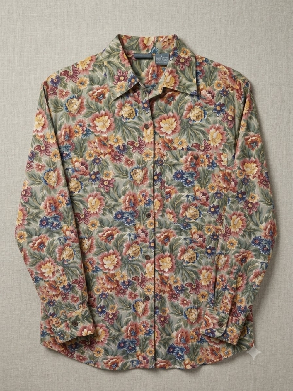 Vintage Lizwear Floral Button-Down | Size S | Quiet Luxury Aesthetic